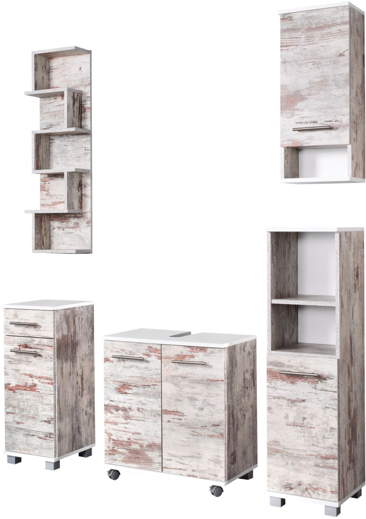 Badmöbel-Set RHODOS (5-tlg.) von SCHILDMEYER, eichefarbend Antik/ Weiß - nur 199,99€