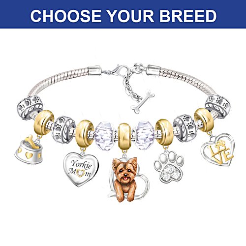 "Dog Mom" Charm Bracelet: Choose Your Breed