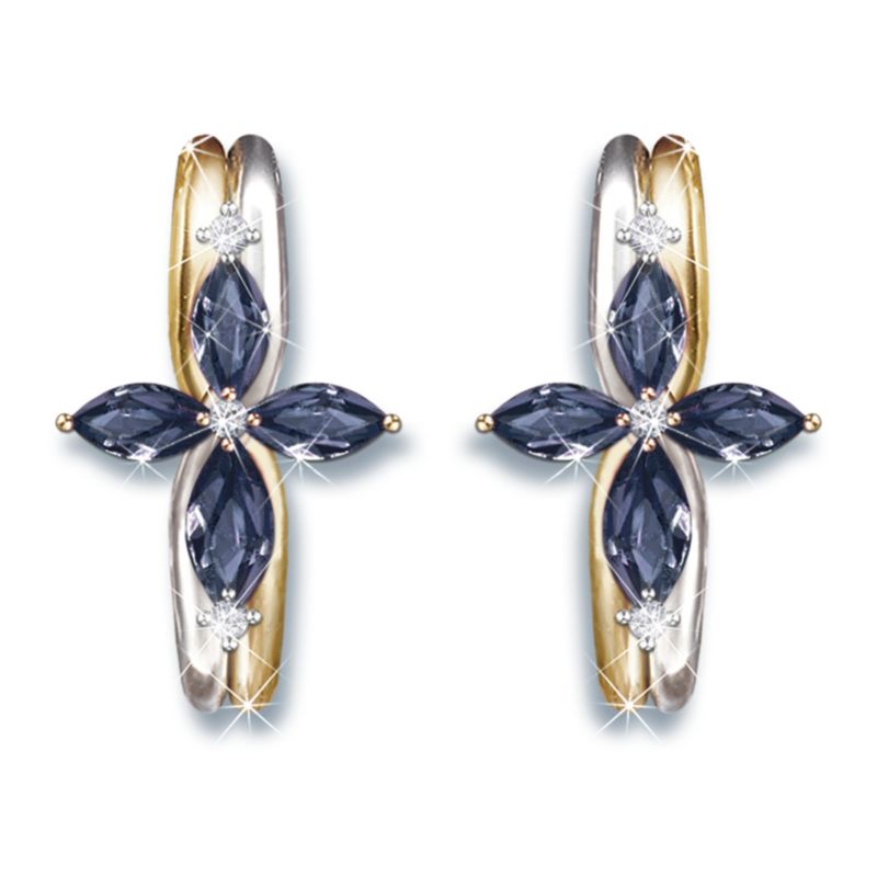 "The Trinity" Sapphire And Diamond Women's Religious Earring