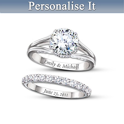 Simulated Diamond Personalised Bridal Ring Set