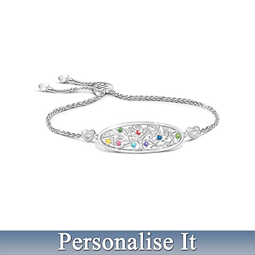Family Tree Bracelet Personalised With Birthstones & Names