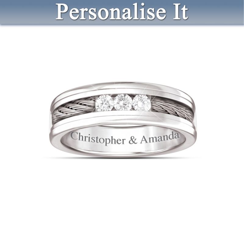 'The Strength Of Our Love' Personalised Engraved Diamond Ring