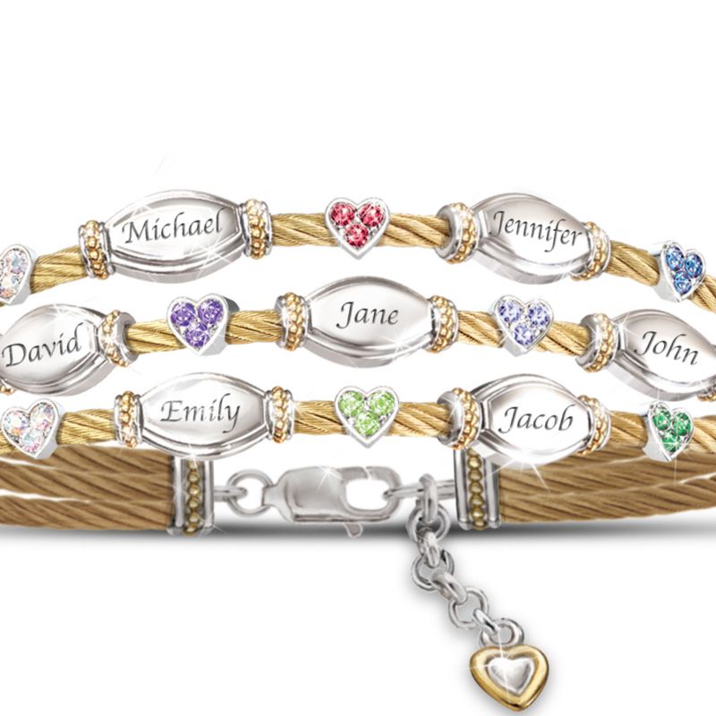 Strength Of Family Engraved Birthstone Bracelet