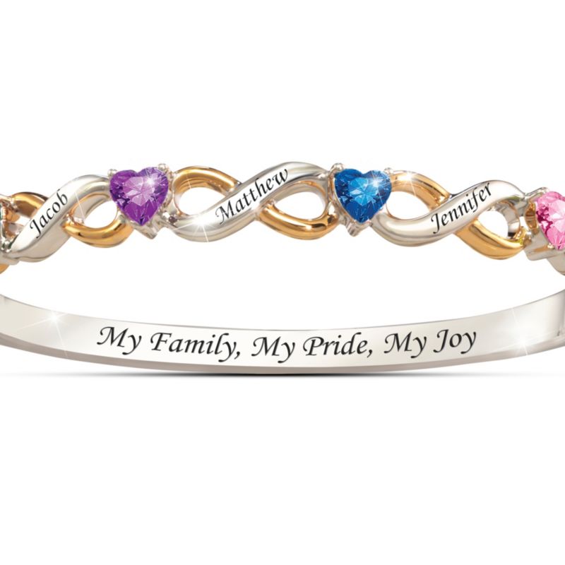 Family's Pride And Joy Birthstone Bracelet With Family Names