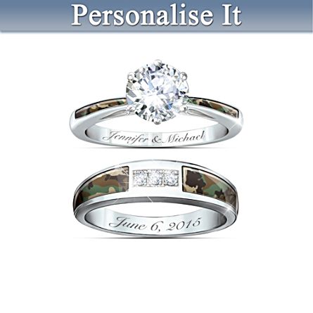 Personalised Gifts Camo For Her Personalised Wedding Ring Set The Personalised Gifts Camo For Her Personalised Wedding Ring Set The