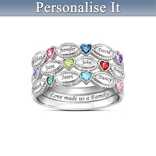 "My Family, My Love" Personalised Ring Set