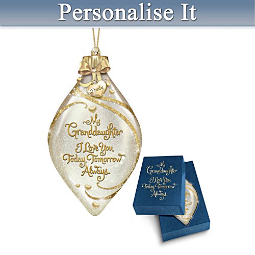 Personalised 'My Granddaughter, Today, Tomorrow Always' Glass Ornament