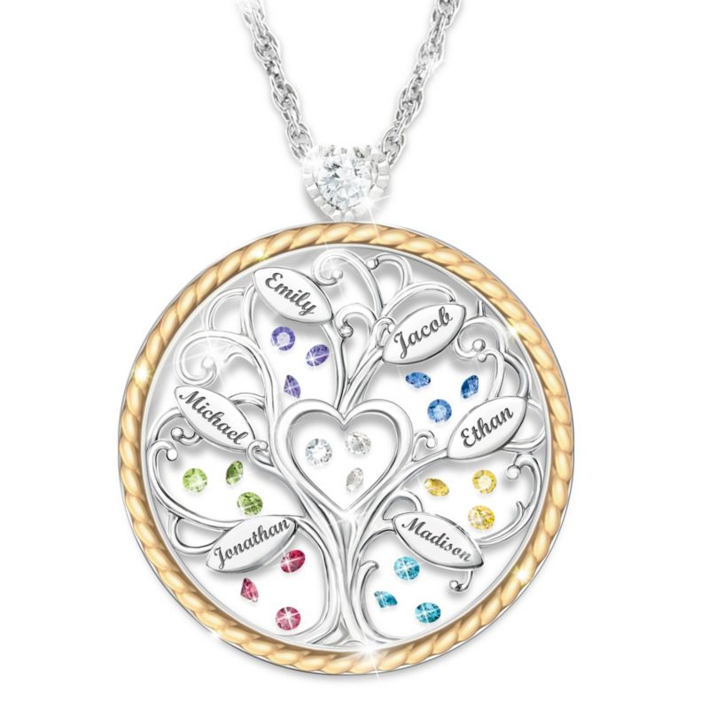 Our Story Personalised Family Tree Birthstone And Engraved