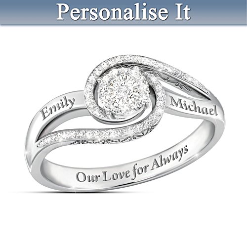 "Our Love For Always" Personalised Diamond Ring With 2 Names