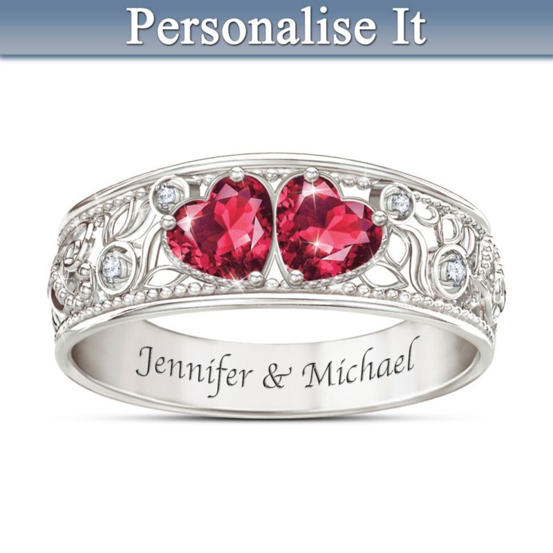 Diamond And Simulated Ruby Personalised Engraved