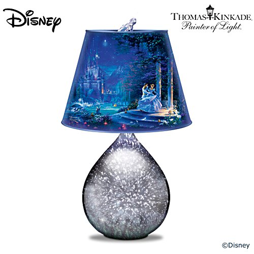 Disney Cinderella Art Glass Lamp With Glass Slipper Finial
