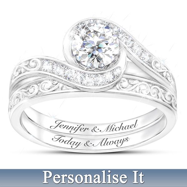 Love Grows Personalised Engraved Bridal Ring Set