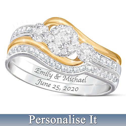Love's Endless Embrace Personalised Diamond Ring Set