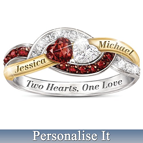 Two Hearts, One Love Personalised Ring