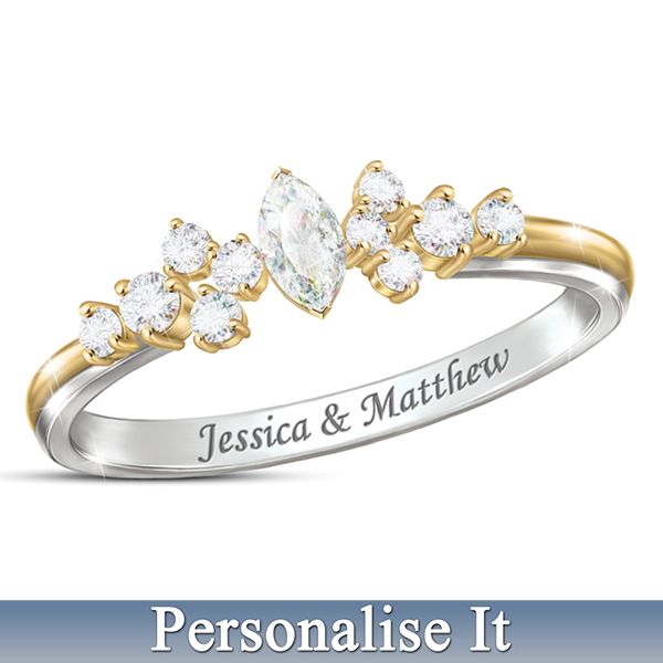 Bursting With Love Personalised Engraved Diamond Ring