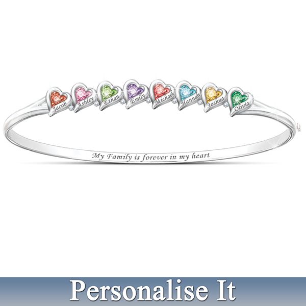 Our Family Of Love Personalised Engraved Birthstone Bracelet