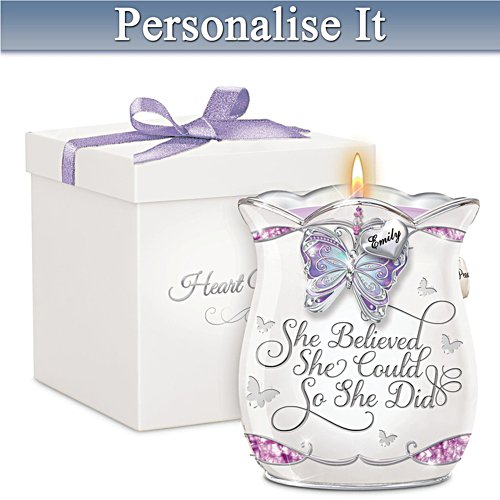 'She Believed She Could' Personalised Porcelain Candleholder