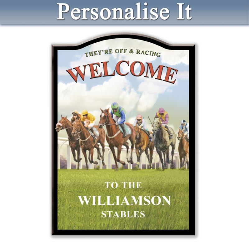 They’re Off and Racing Personalised Welcome Sign