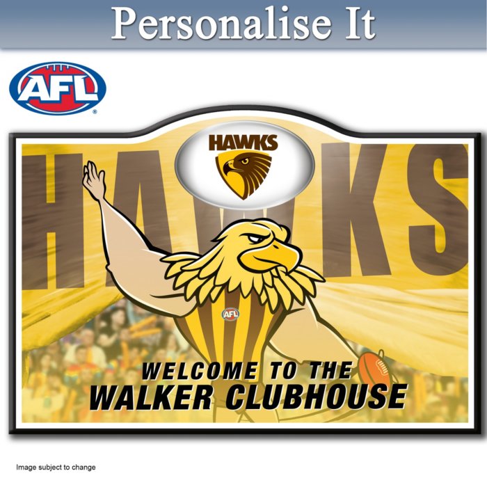 Official Afl Hawthorn Football Club Welcome Sign Personalised With Name