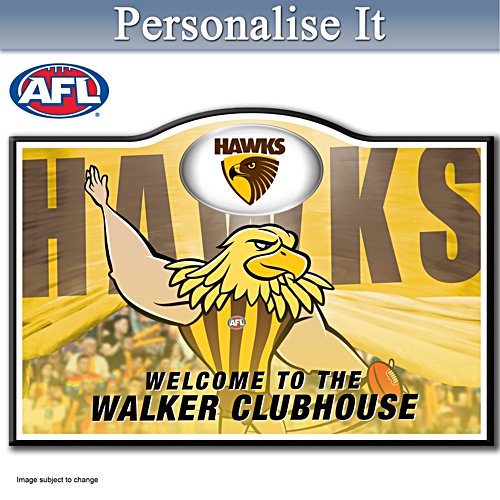 Official AFL Hawthorn Football Club Welcome Sign Personalised With Name