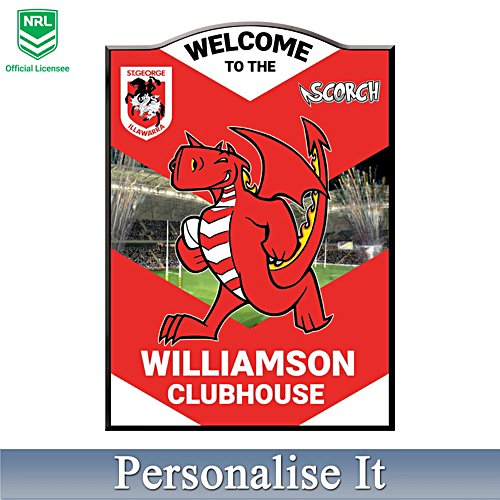 NRL St. George Dragons Personalised Welcome Sign