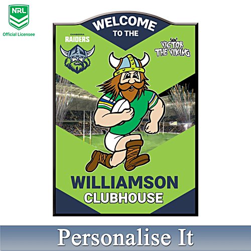 NRL Canberra Raiders Personalised Welcome Sign