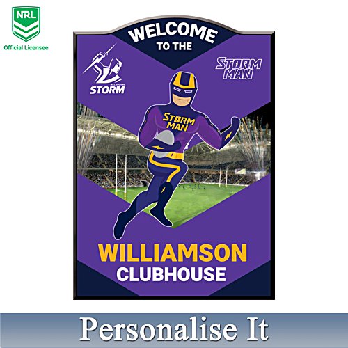 NRL Melbourne Storm Personalised Welcome Sign