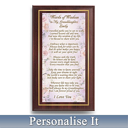 Words Of Wisdom To My Granddaughter Personalised Plaque