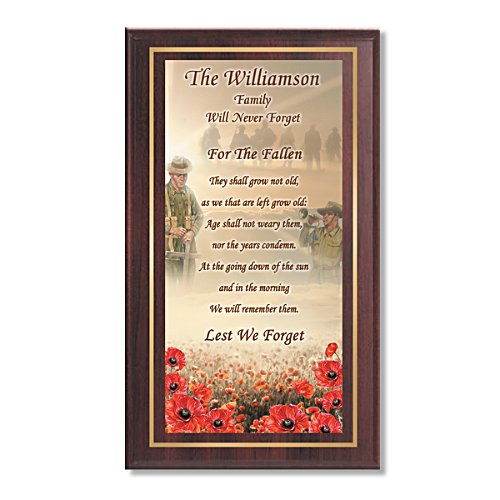 Lest We Forget Words of Wisdom Personalised Wall Plaque