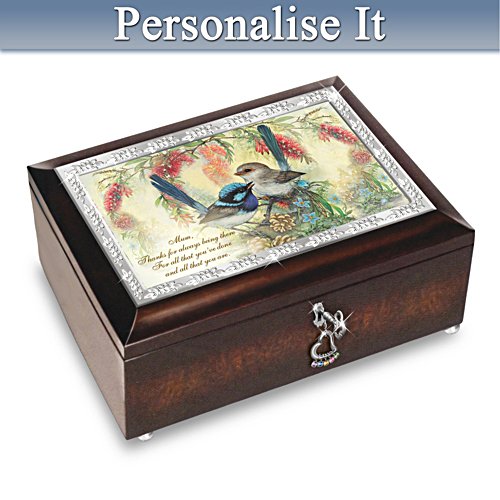 Fairy Wren Mother's Heart Personalised Birthstone Music Box