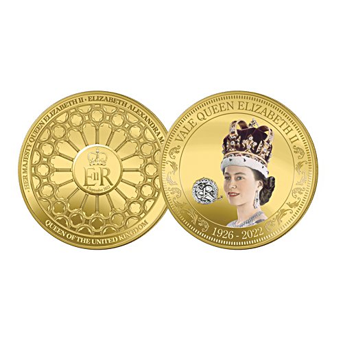 Vale Queen Elizabeth Golden Commemorative Coin 65mm