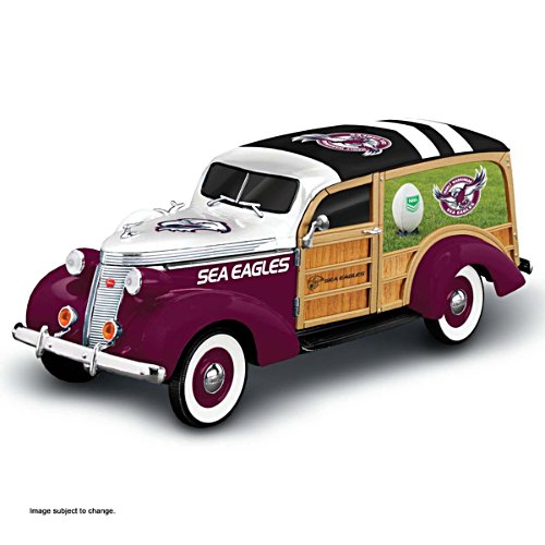 1:18 'Cruising to Victory' NRL Manly Sea Eagles Woody Wagon Sculpture