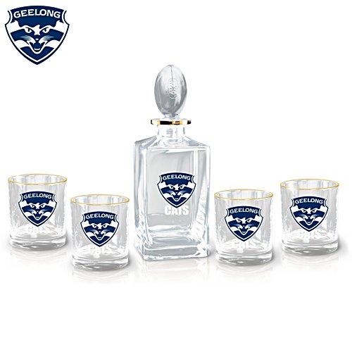AFL Geelong Cats Five-Piece Decanter and Glasses Set