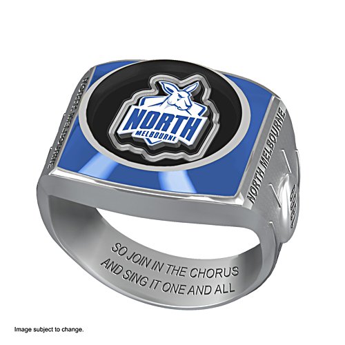 AFL North Melbourne Football Club Team Ring With Vibrant Team Logos and Sculpted AFL Motifs