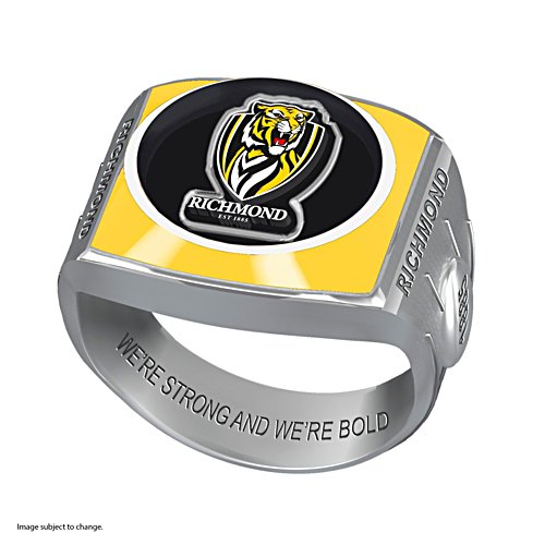 AFL Richmond Tigers Team Ring With Vibrant Team Logos and Sculpted AFL Motifs