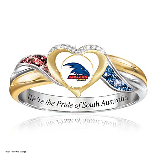 AFL Adelaide Crows Women's Team Ring With Team-Colour Diamonesk® Simulated Gems