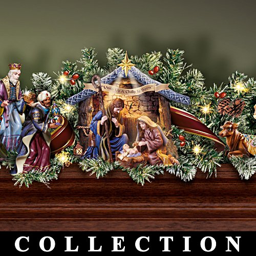 Collection Crèche de Noël avec guirlande de Thomas Kinkade