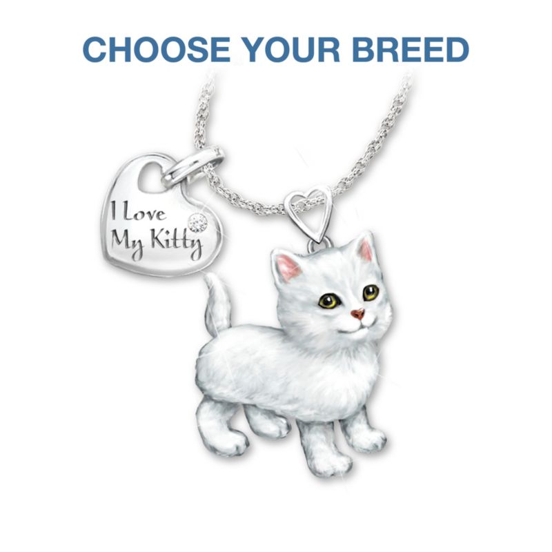 "Frisky Kitty" Diamond Pendant Necklace: Legs & Tail Move