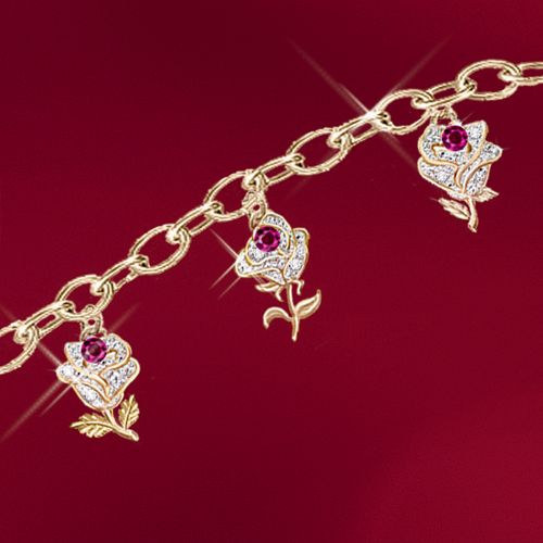 A Dozen Roses' Ruby Charm Bracelet
