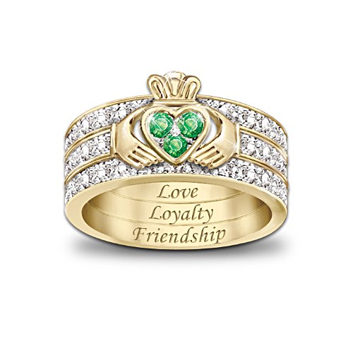 'Blessing Of The Claddagh' Emerald And Diamond Ring