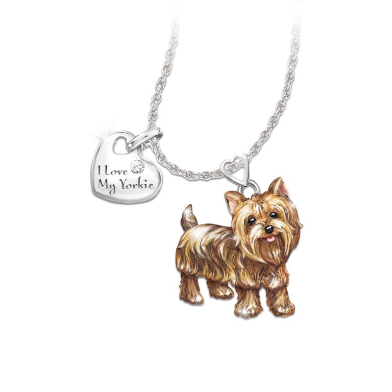 Yorkie Diamond Pendant Necklace Exclusive Dog Lovers Jewellery