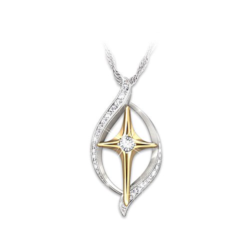 "Faith Is Believing" Diamond Cross Pendant Necklace