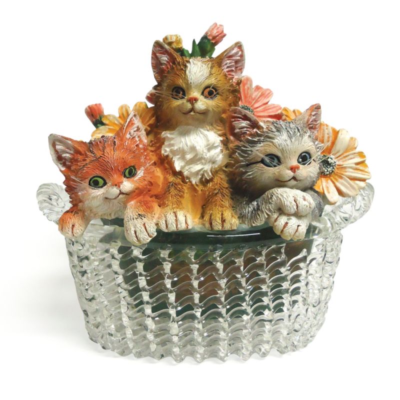 Garden Purr-fection Figurine with Glass Basket