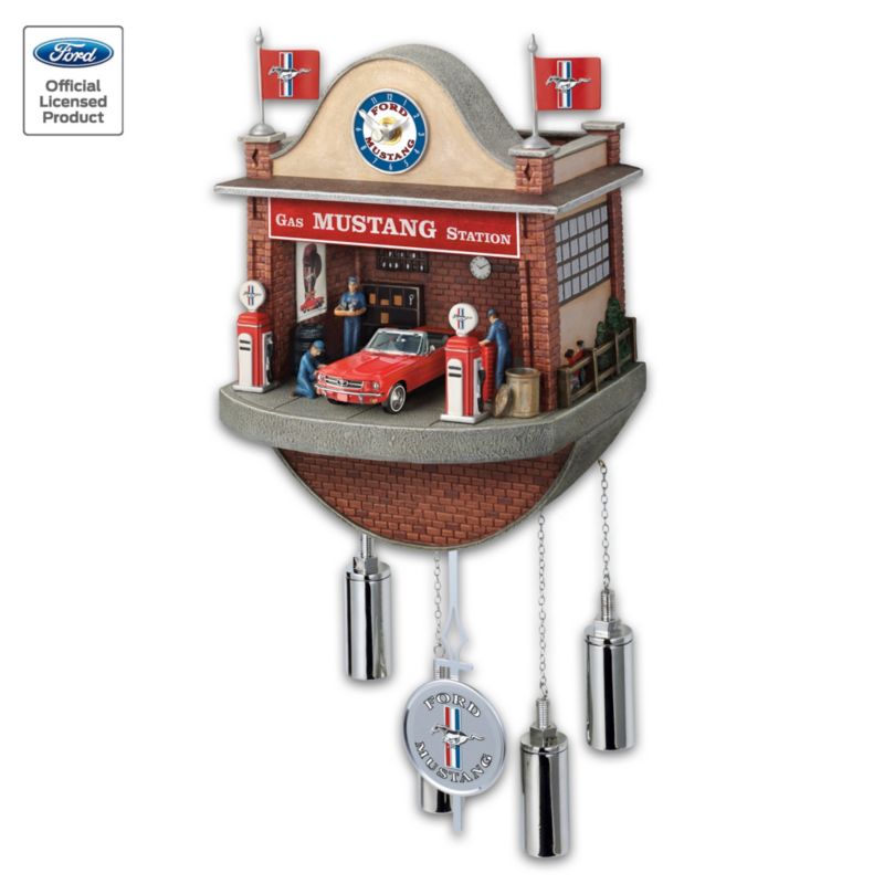 Ford Mustang Tankstellen Wanduhr