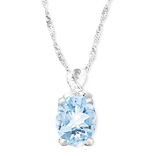 Diamond Pendant Necklace With An Over-1-Carat Aquamarine