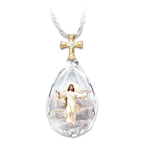 "Divine Inspiration" Crystal Pendant with Image of Jesus