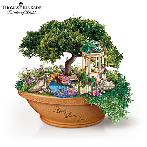 Thomas Kinkade "Love Lives Here" Illuminated Always in Bloom® Floral Garden