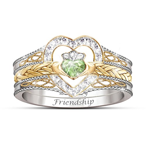 'Heart Of Ireland' Simulated Diamond Claddagh Stacking Ring