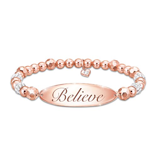 "Believe" Engraved Copper Beaded Bracelet