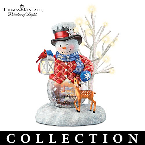 Thomas Kinkade Lighted Musical Snowman Figurine Collection